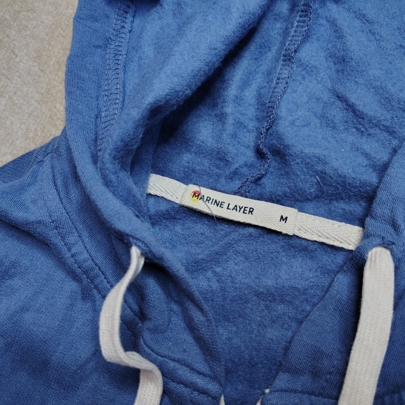 Marine Layer Afternoon Full Zip Hoodie Jacket Blue Medium Soft Casual Sweatshirt - Picture 4 of 10
